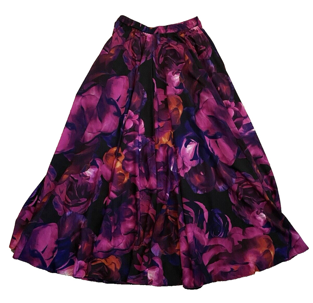 Cupio Womens Dark Maxi Skirt Size Small Whimsigoth Boho Peasant Floral Flowy